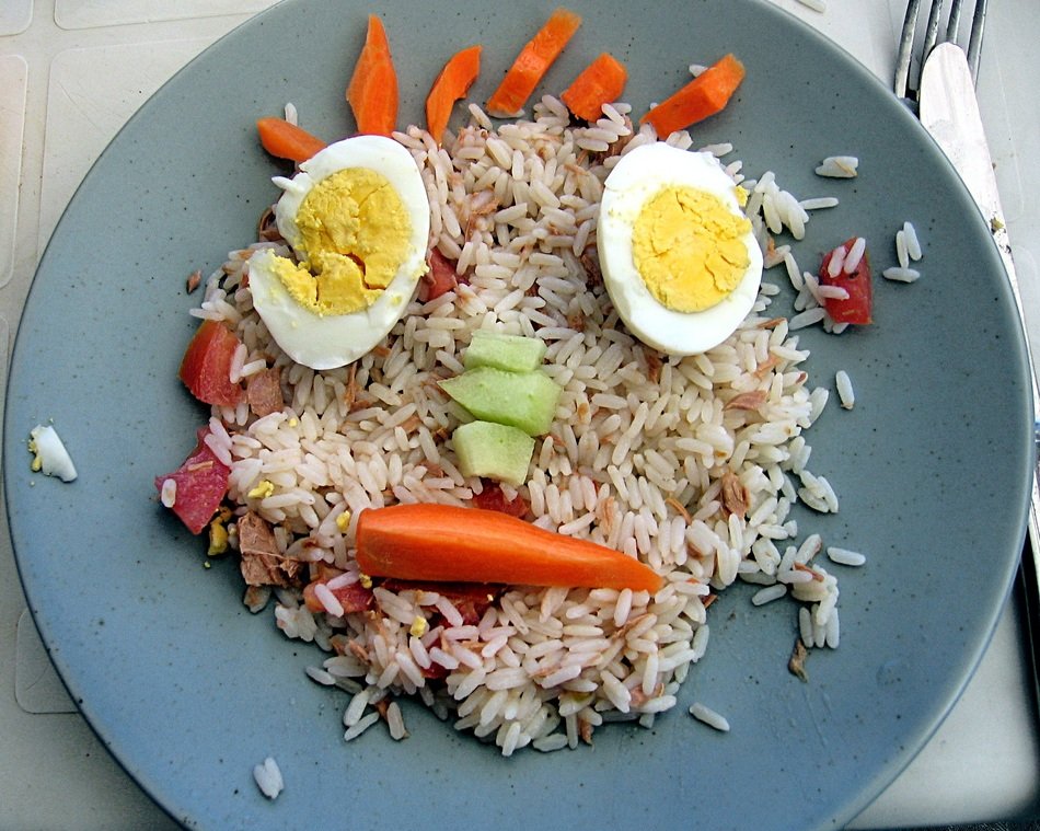 food in the form of a head on a plate