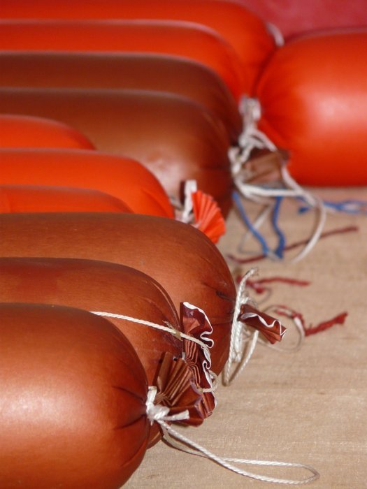 sausage in different packaging