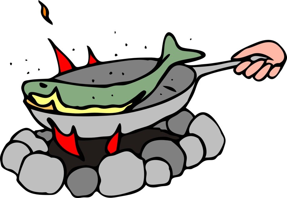 frying fish on a fire