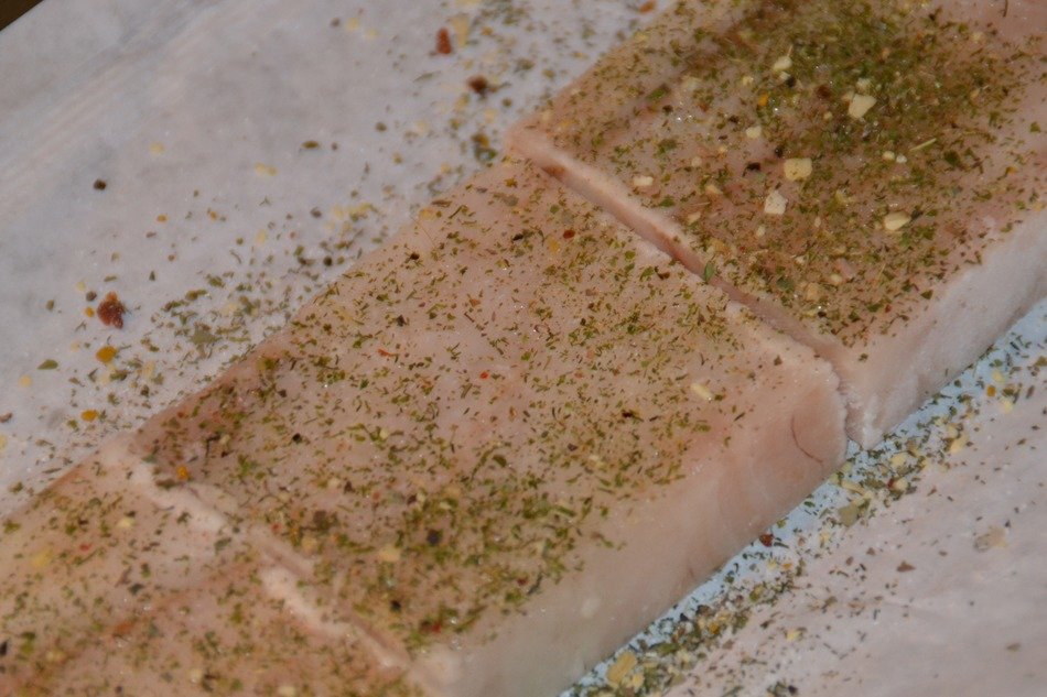 closeup picture of row fish portions
