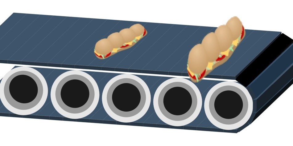 Conveyor belt with eggs