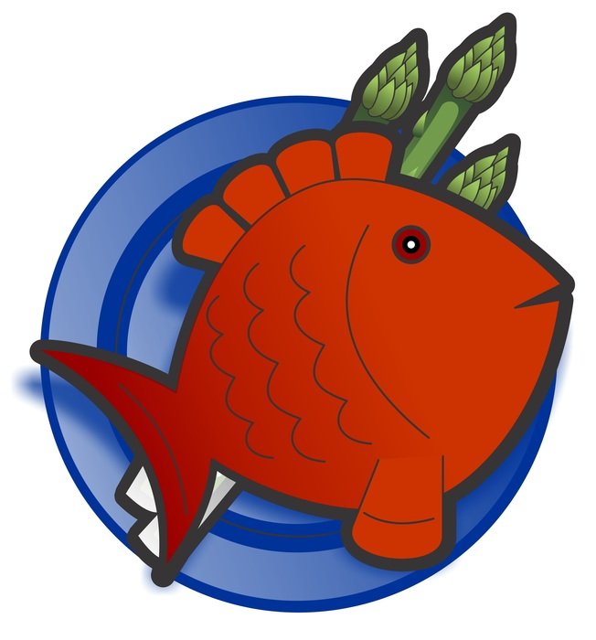 red fish on blue dish drawing