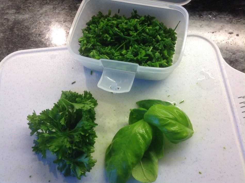 greens on the kitchen board