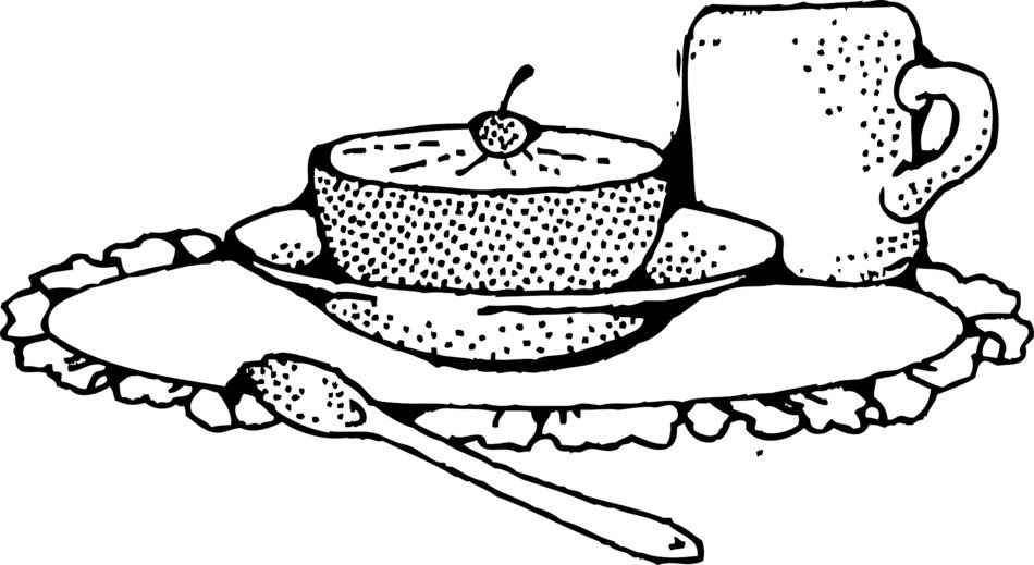 Black and white drawing of the grapefruit and coffee clipart