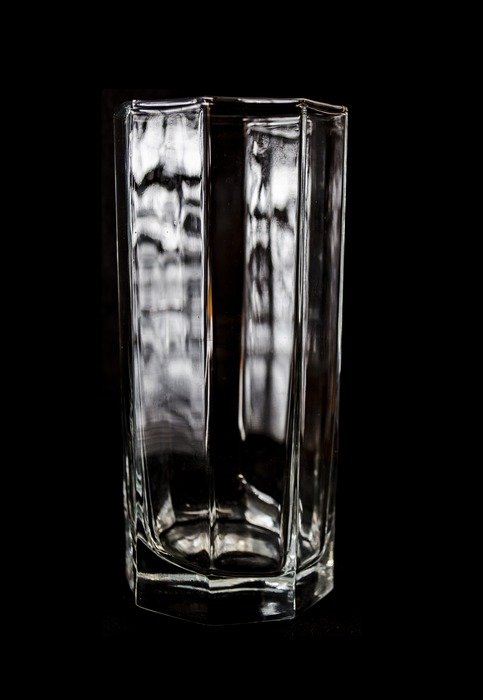 clean glass on a black background