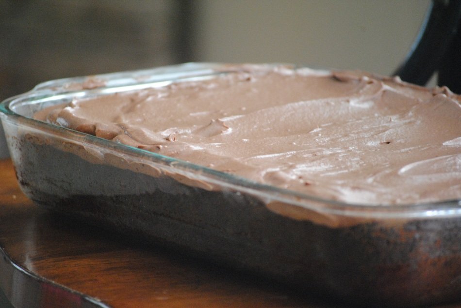 Chocolate cake in glass form