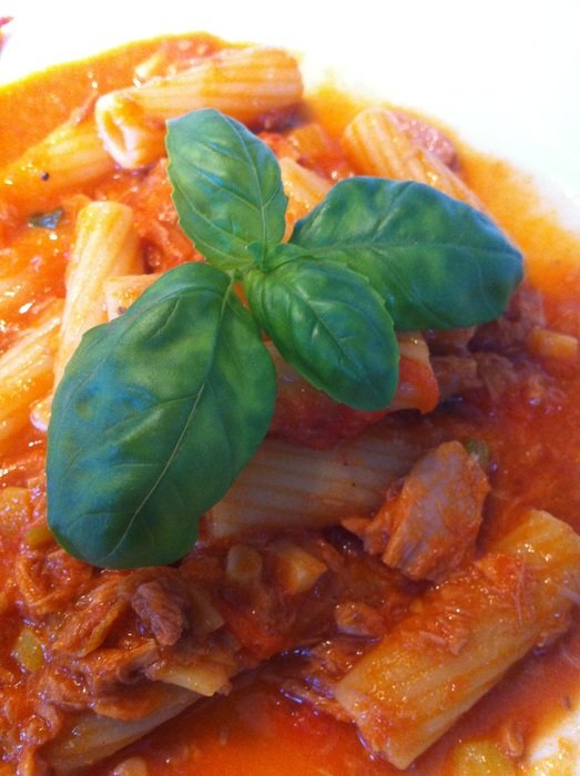 penne with sauce