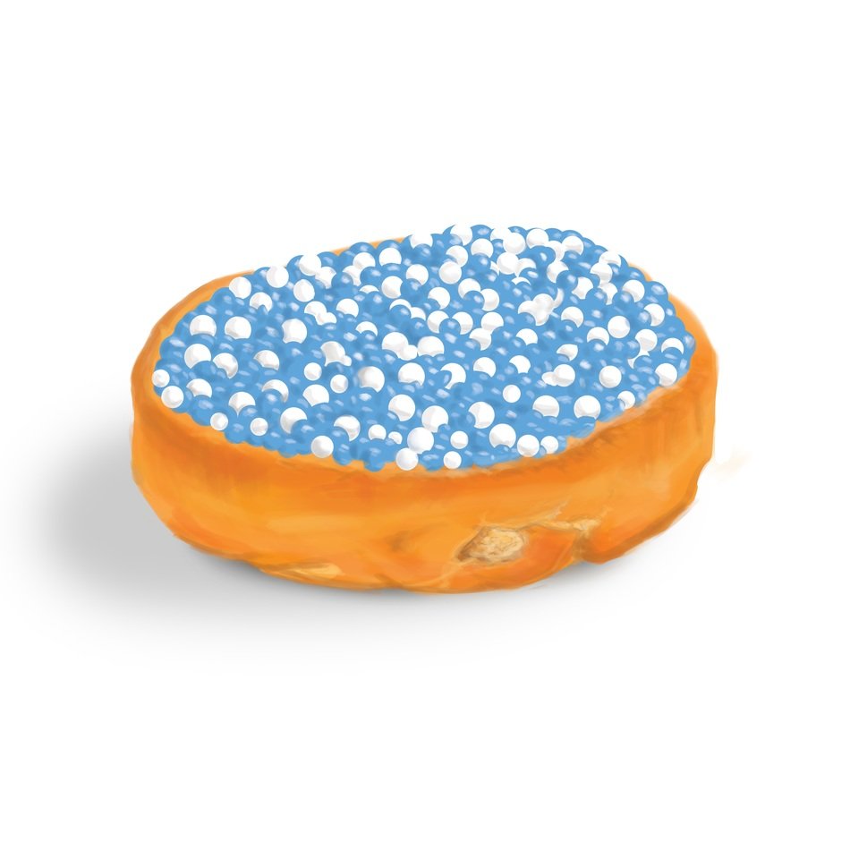 white blue crisp bakes drawing