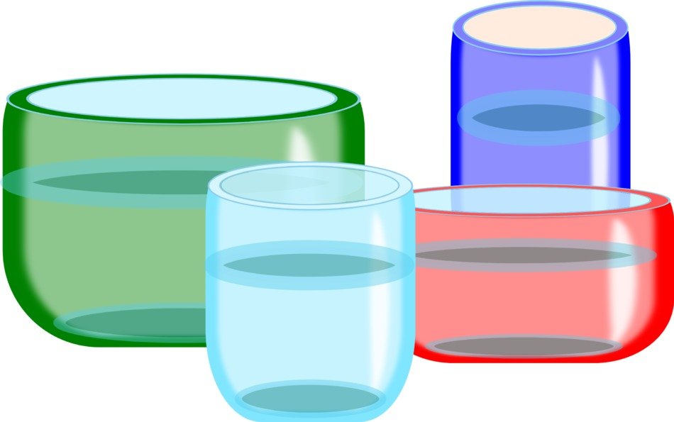 water in colorful glasses