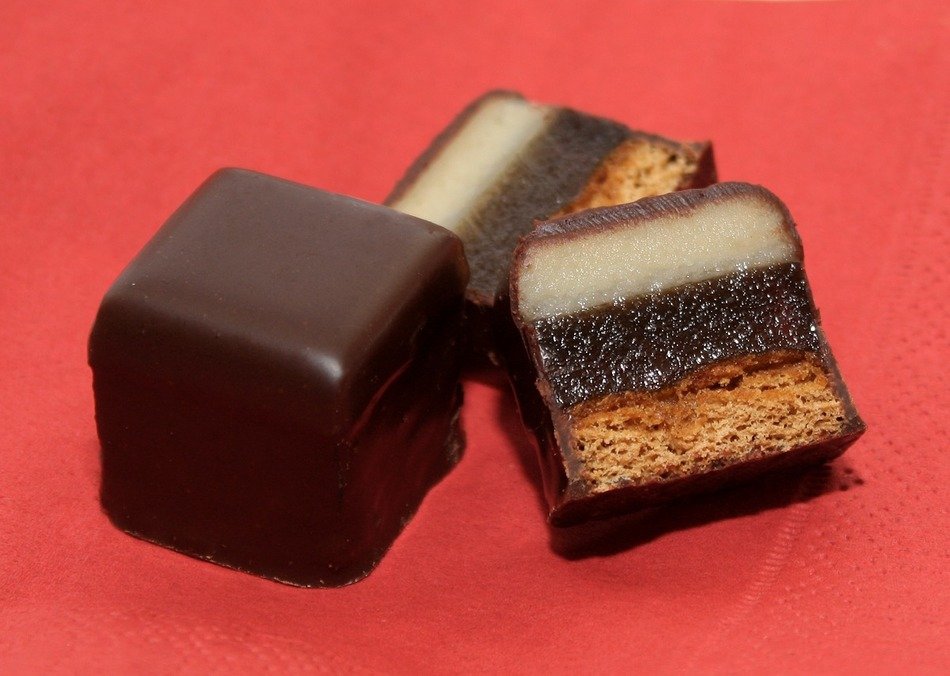 sweets on the red surface