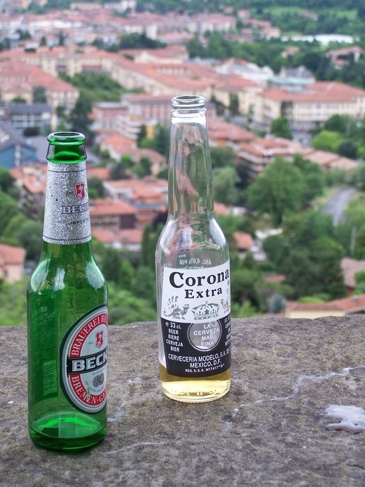 Bottles of beer on the stone