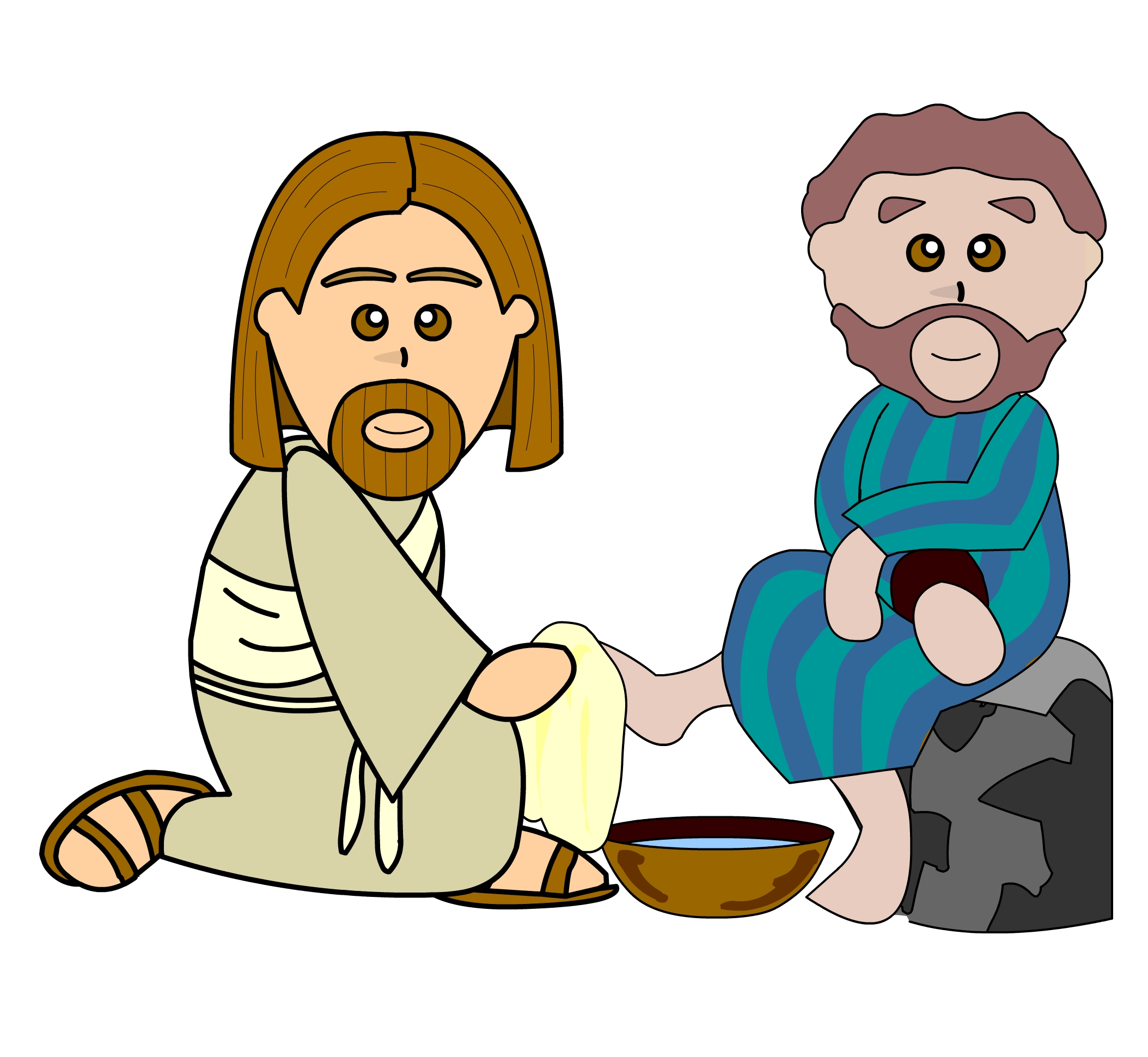 Jesus washing his disciple’s feet, drawing free image download