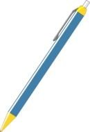 blue and yellow ballpoint pen