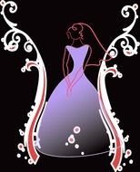 purple bride silhouette on a black background