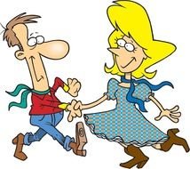 cartoon couple dancing country dance