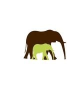Green Baby Elephant And Mom drawing
