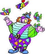 Colorful cartoon clown clipart