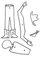 drawn parts of a paper cowboy