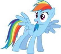 blue pony with rainbow tail as a drawing