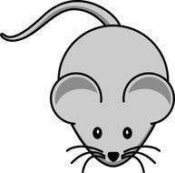 cartoon gray mouse with tail on a white background