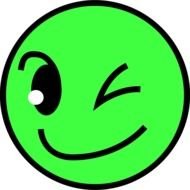 green smiley winks