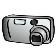 drawing of a gray camera on a white background