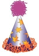 bright party hat with stars, drawing