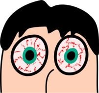 painted tired red eyes