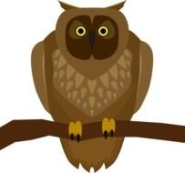 Owl Sitting On Branch Clip Art
