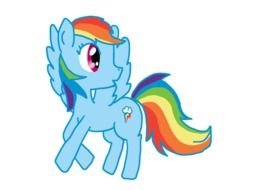 cartoon pony with rainbow mane and tail