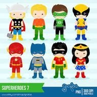 5 Super Heroes Clip Art