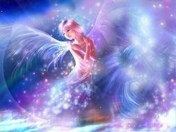 beautiful winged girl, Angel or Fairy, fantasy drawing