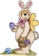 Colorful bear in the rabbit costume clipart