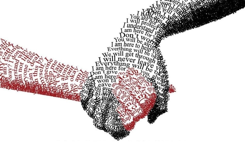 hand-drawn newspaper handshake