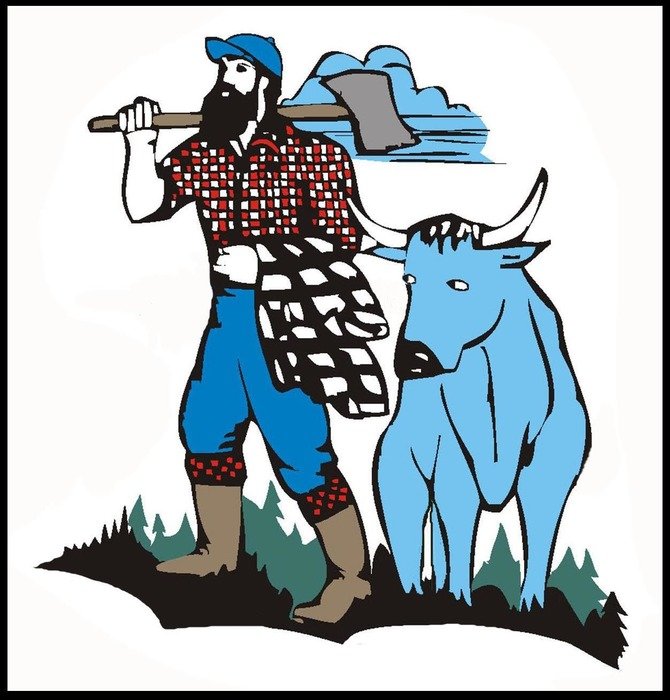 Colorful drawing with Paul Bunyan clipart