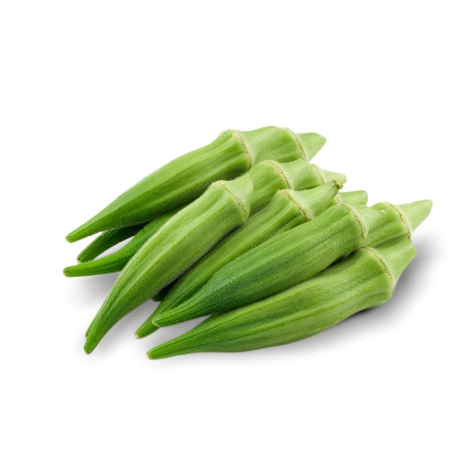 bhindi vegetables on a white background