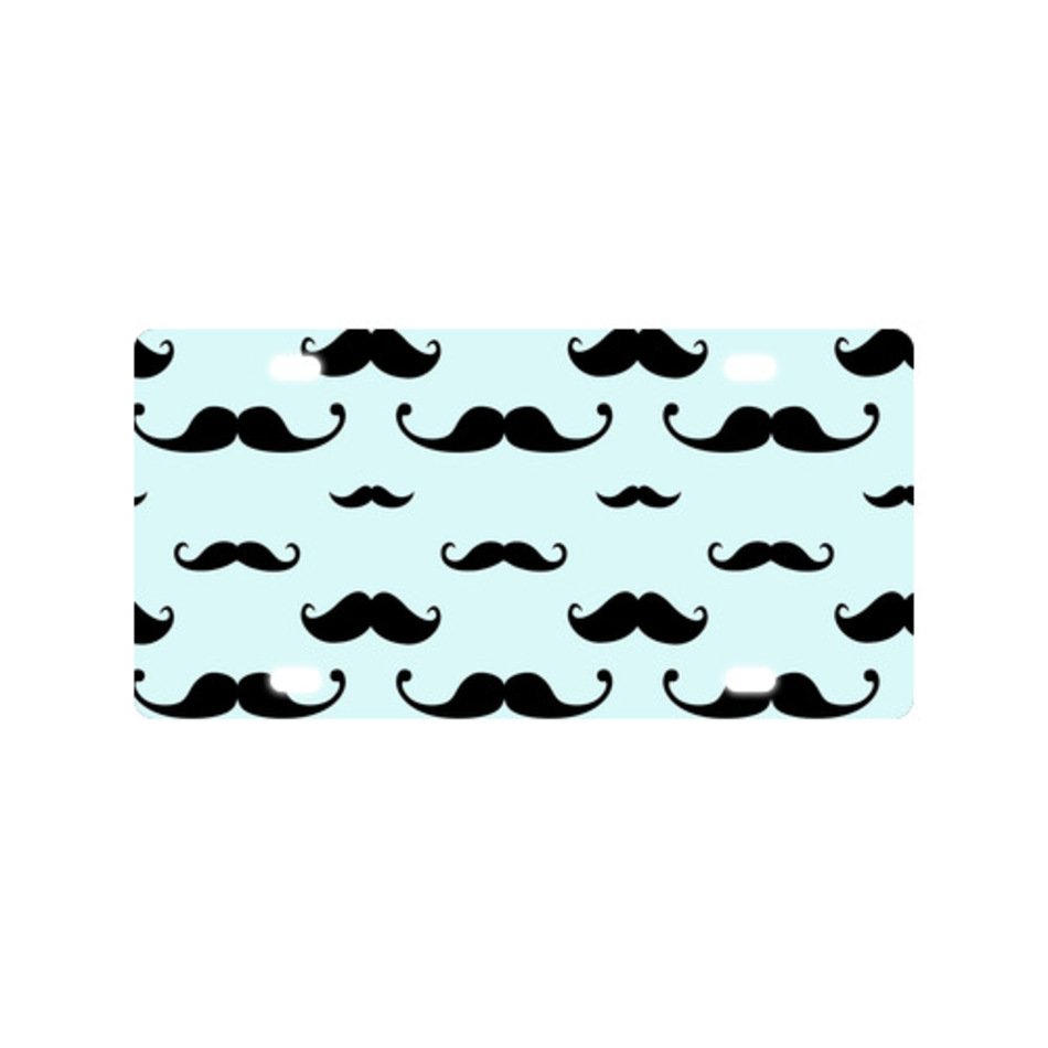 Fashion Design Old Style Handlebar Mustache Metal Car License Plate