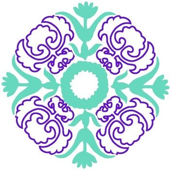 Purple Damask Clip Art N4