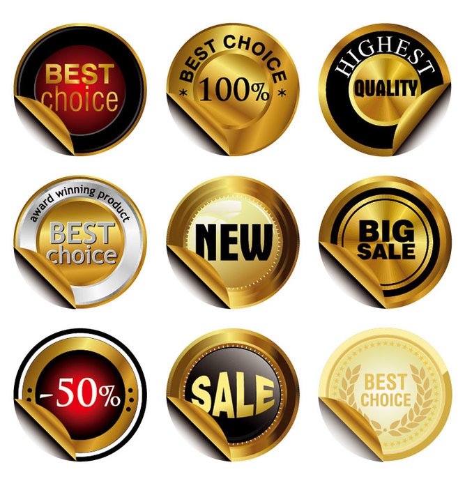 clip art with golden labels