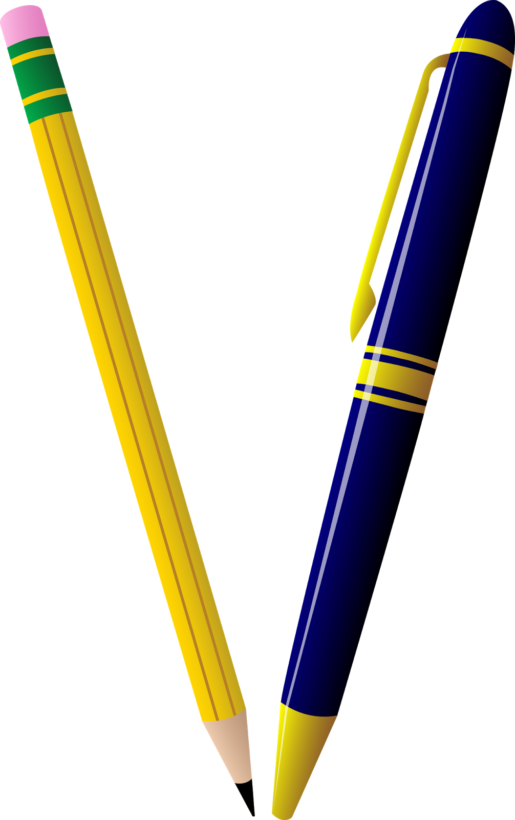 Blue and yellow Pen And Pencil, drawing free image download