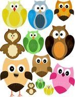 Owl Digital Paper Embellishment Scrapbooking Element Set Page