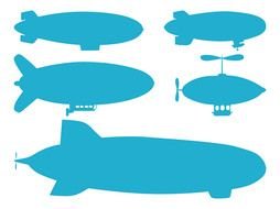 blue silhouettes of air vehicles