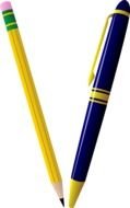 blue and yellow Pen And Pencil, drawing
