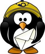 cartoon penguin with a letter