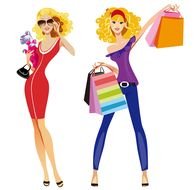 Girls Shopping Clip Art N18