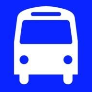 drawing of a bus on a blue background