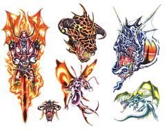 Dragon Face Tattoo Flash Art drawing