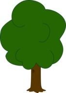 Oak tree with the green leaves clipart