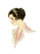 portrait of a girl with a vintage hairstyle on a white background