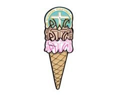 Ice cream with christian symbols in cone, drawing